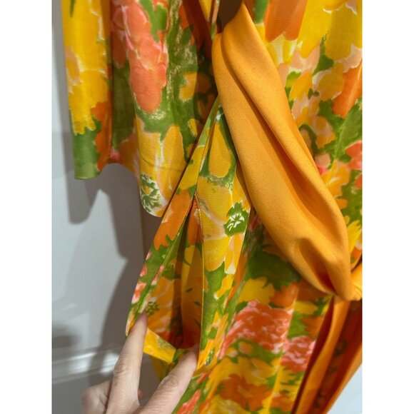 Vintage At Home Wear Van Raalte Sash Belt Floral Maxi Dress Size Medium Boho - Picture 4 of 9